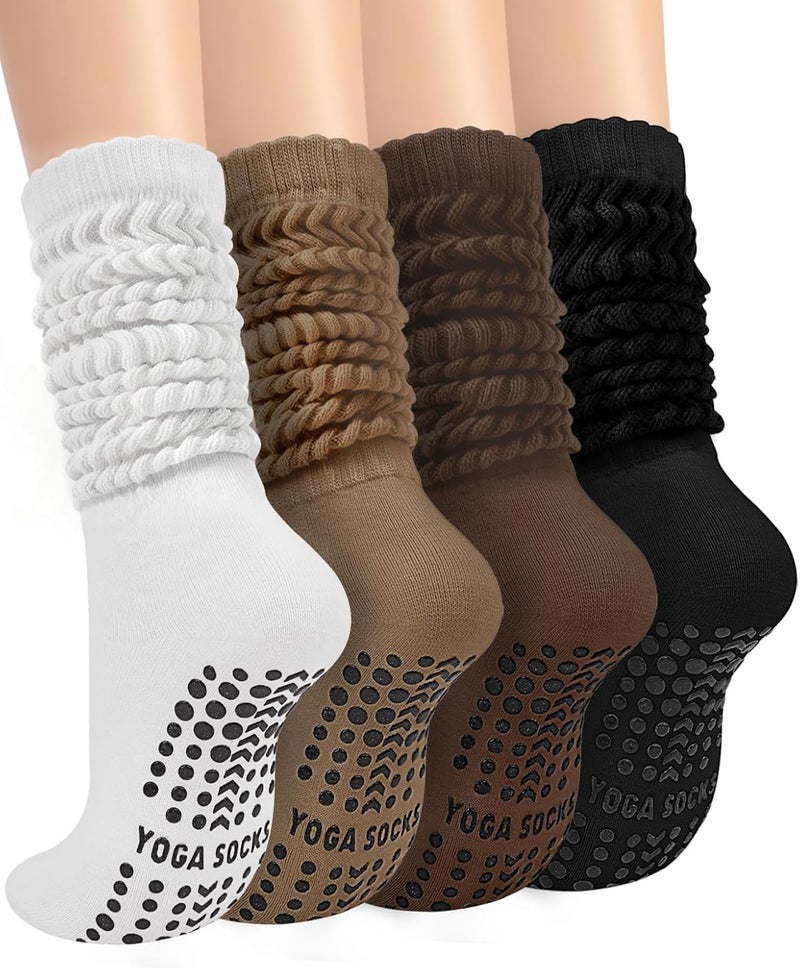 Darller Grip Pilates Socks for Women, Non Slip Yoga Slouch Scrunch Socks with Grips for Barre Ballet Workout Hospital - Image 1